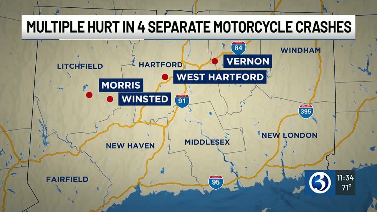 Multiple hurt in four separate motorcycle crashes - YouTube