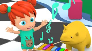 Учим Цвета И Цифры -  Музыкальные Инструменты  - Динозаврик Дино И Дети