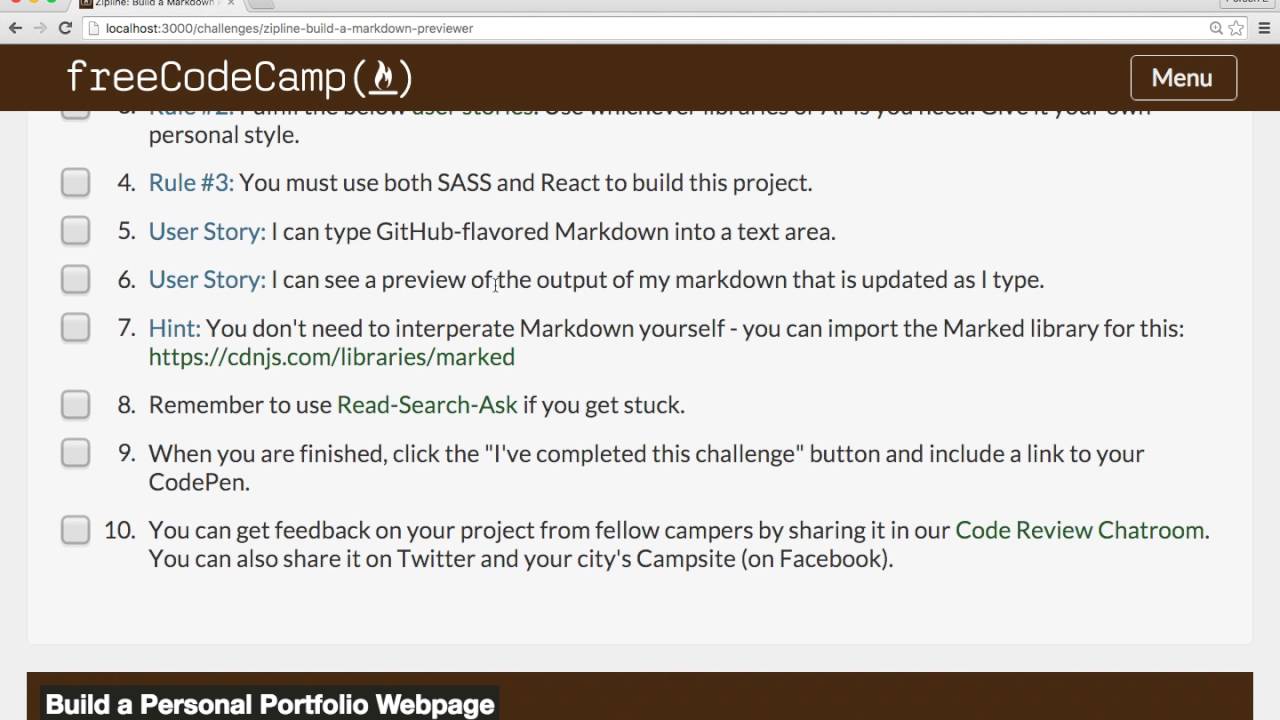 front end languages Build a Markdown Previewer