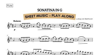🎵 FLUTE ⁞ Beethoven • Sonatina in G (Moderato & Romanze) | Video Sheet Music & Play-Along