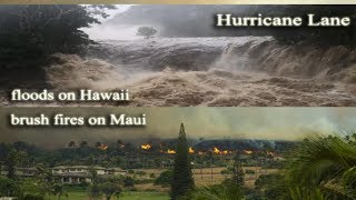 Hurricane Lane : flash floods on Hawaii and brush fires on Maui