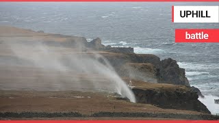 Water appears to flow BACKWARDS up a waterfall | SWNS