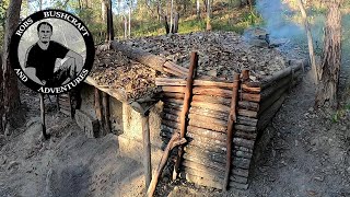 Complete Bushcraft Dugout Earth Shelter Build  Start to Finish