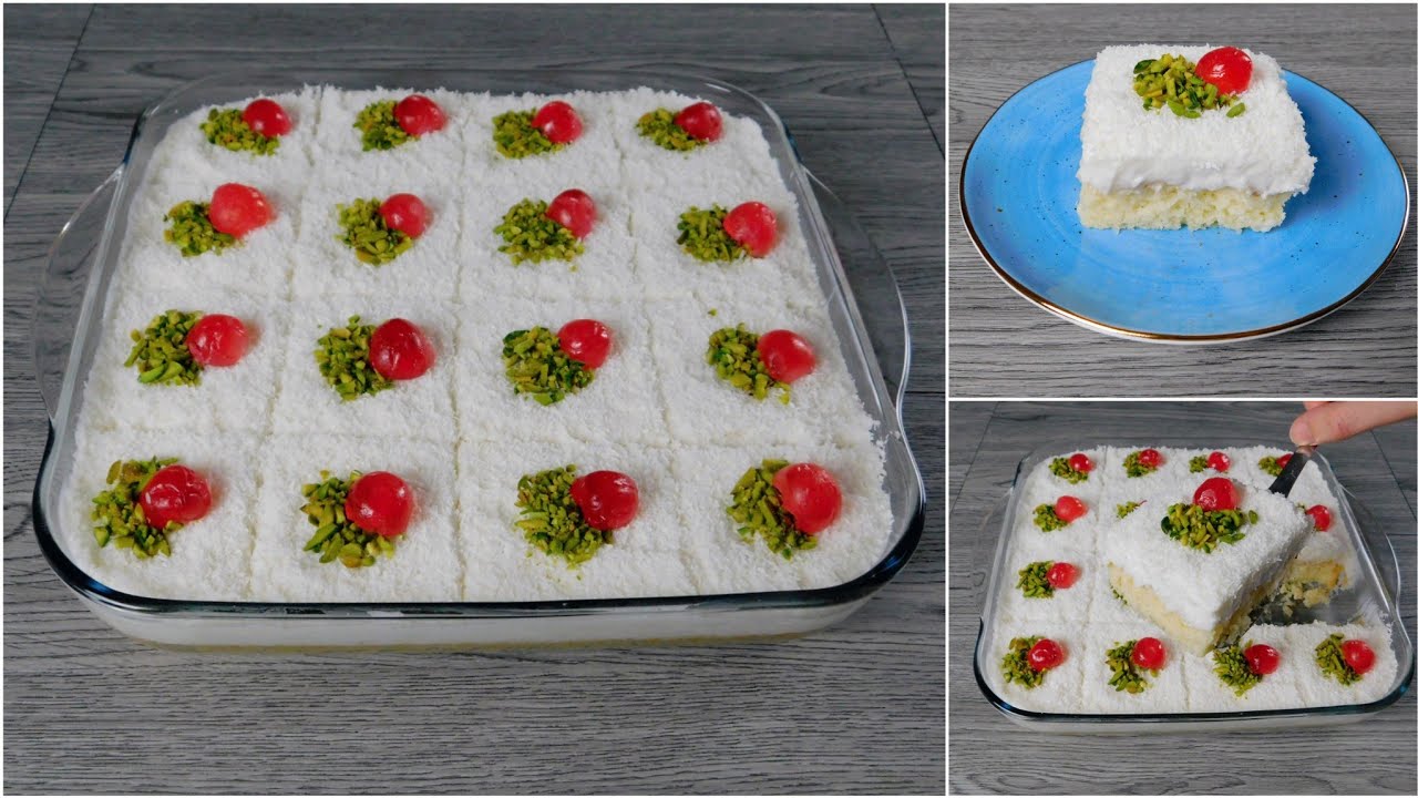 كيكة جوز الهند هشة وخفيفة جدا وبمكونات بسيطة من الذ واسهل الكيكات😋😋