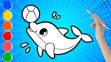 Hướng dẫn bé vẽ chú cá heo | How to draw a dolphin | Vbox Kids Coloring