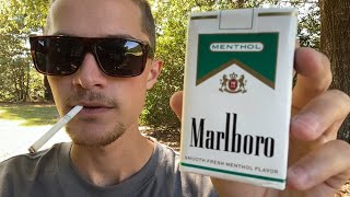 Smoking a Marlboro Green Gold Menthol Soft Pack Cigarette (Discontinued) - Review