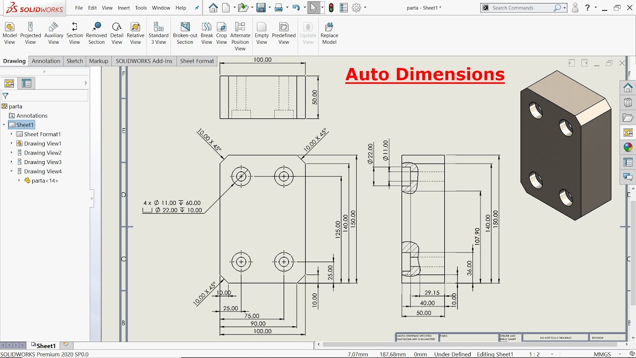 How To Show Dimensions In Solidworks Drawing