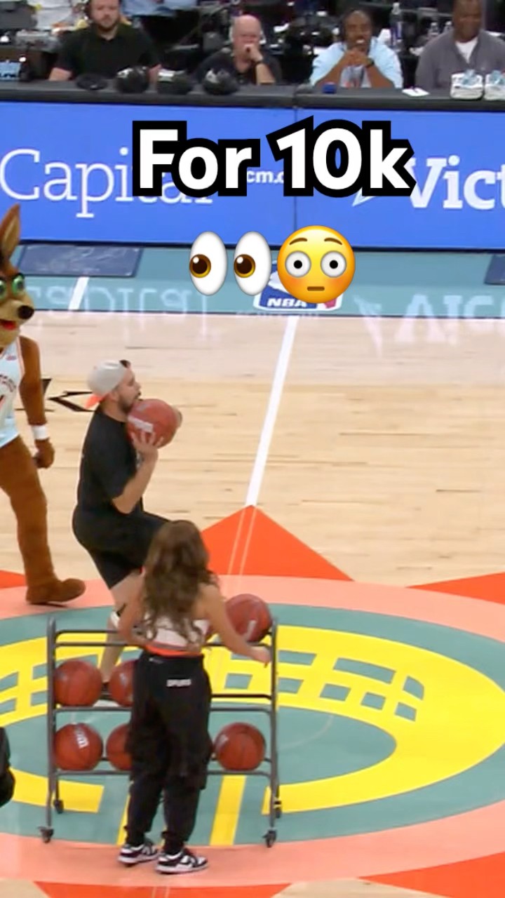 The Spurs fan knocks down the half court shot for 10k! ??|#Shorts