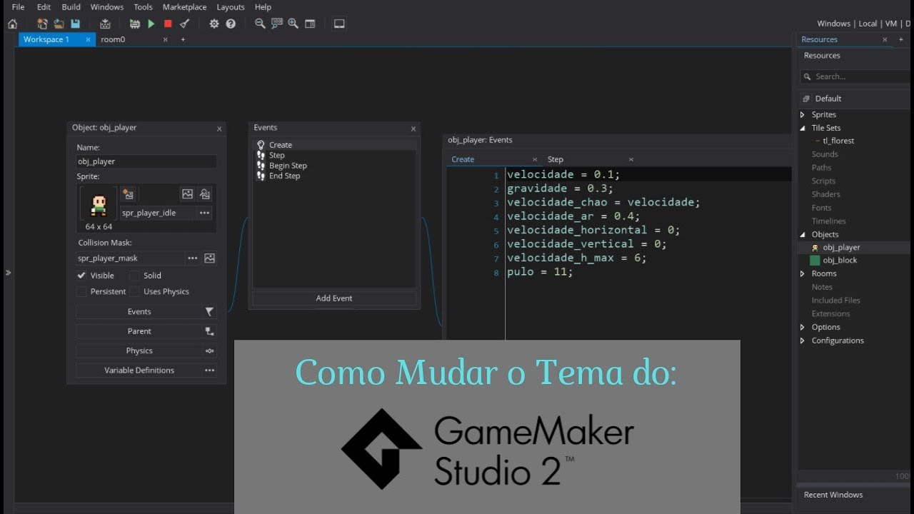 Como Mudar o Tema do seu Game Maker Studio 2 - YouTube