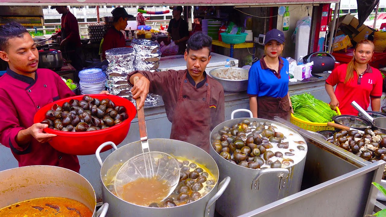 Cambodian Best Countryside Street Food - Crispy Shrimp, Fish Patty, Palm Cakes, Snail, Crab,\u0026more