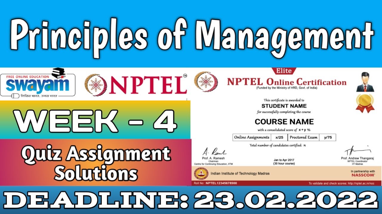 nptel principles of management assignment 4 answers 2023