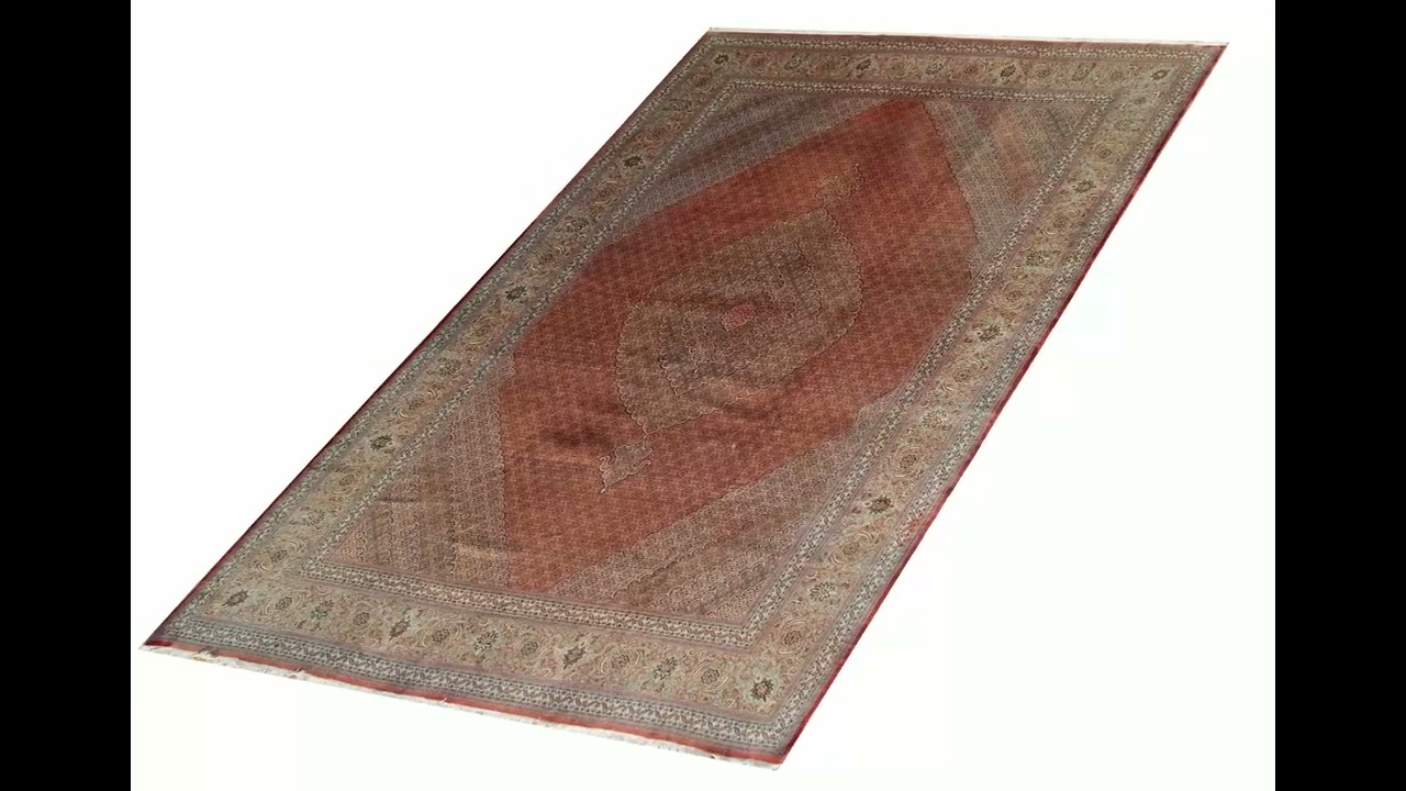 Tabriz Mahi Rust/Beige Wool Hand Knotted Persian Rug