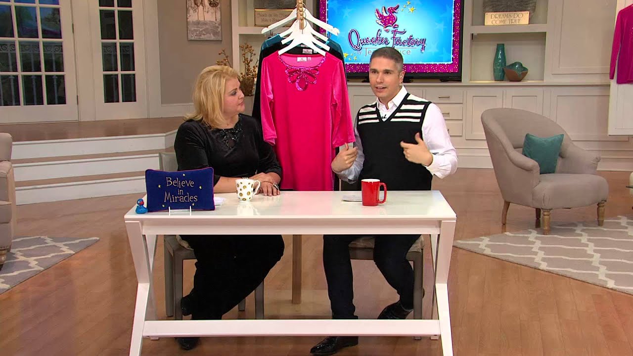 Quacker Factory Stretch Velvet Mesh Keyhole Tunic with Sequin Trim with Alberti Popaj