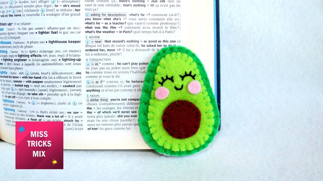 Cheerful Felt Avocado Corner Bookmark / Supplies for Back to School. -  YouTube