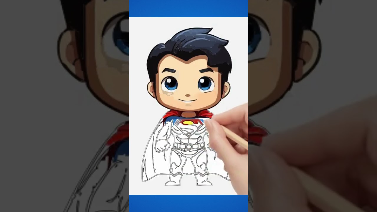 🦸‍♂️ How to Draw a Cute Superman | Easy Step-by-Step Drawing