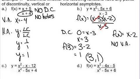 9.2 Analyzing Rational Functions - Pre-calculus 30