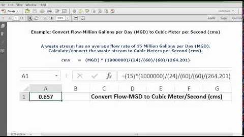 Calculate/Convert Flow from MGD to cms
