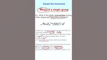 How to calculate/determine sample size for estimation of mean in a single group? #bcbr #research