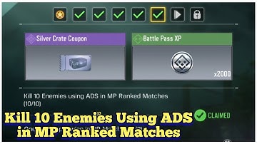 Call Of Duty Mobile Kill 10 Enemies Using ADS in MP Ranked Matches Task Complete