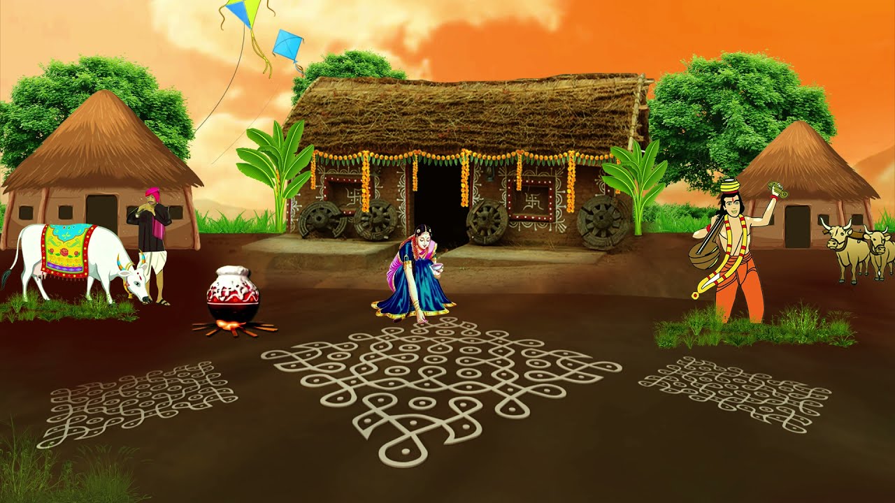 Sankranti Animation Background Video | Free Download | No Copyright