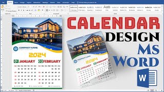 2024 Printable Calendar Design in Microsoft Word Hindi Tutorial || Ms Word Design