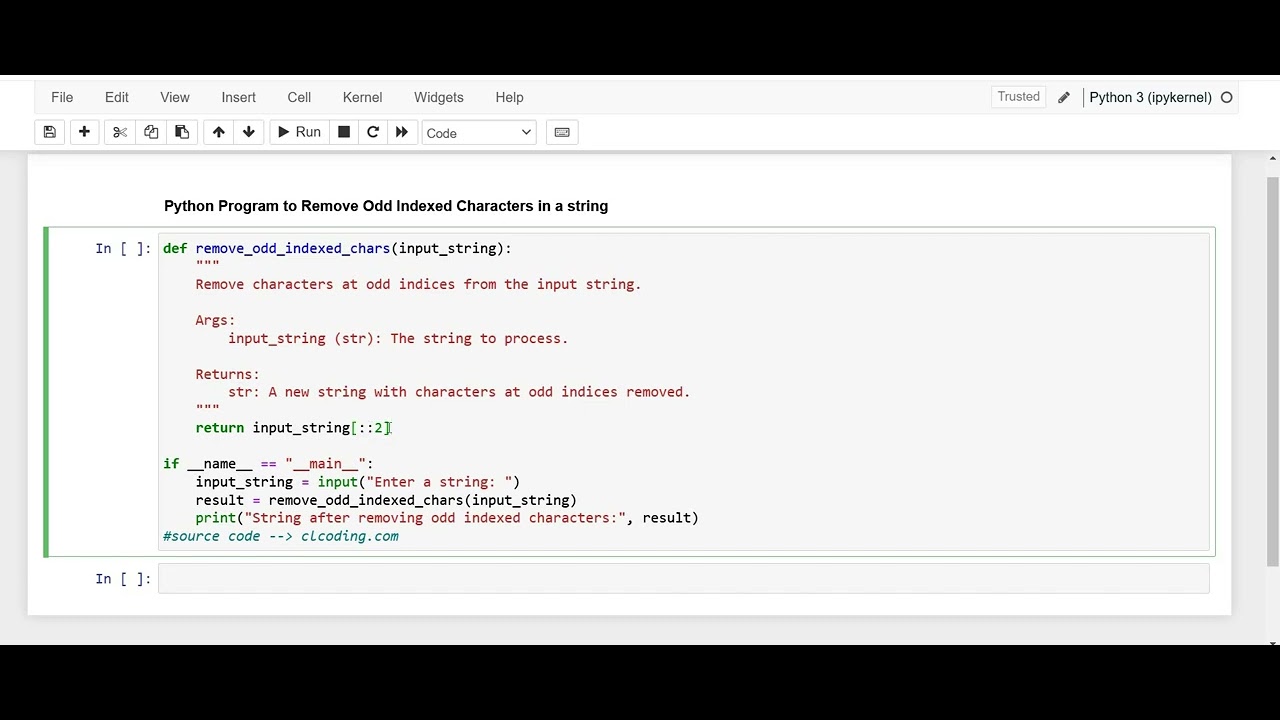 Day 64 : Python Program to Remove Odd Indexed Characters in a string ...