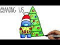 Among Us drawings for the New Year 2021 | How to draw Among Us with a Christmas tree