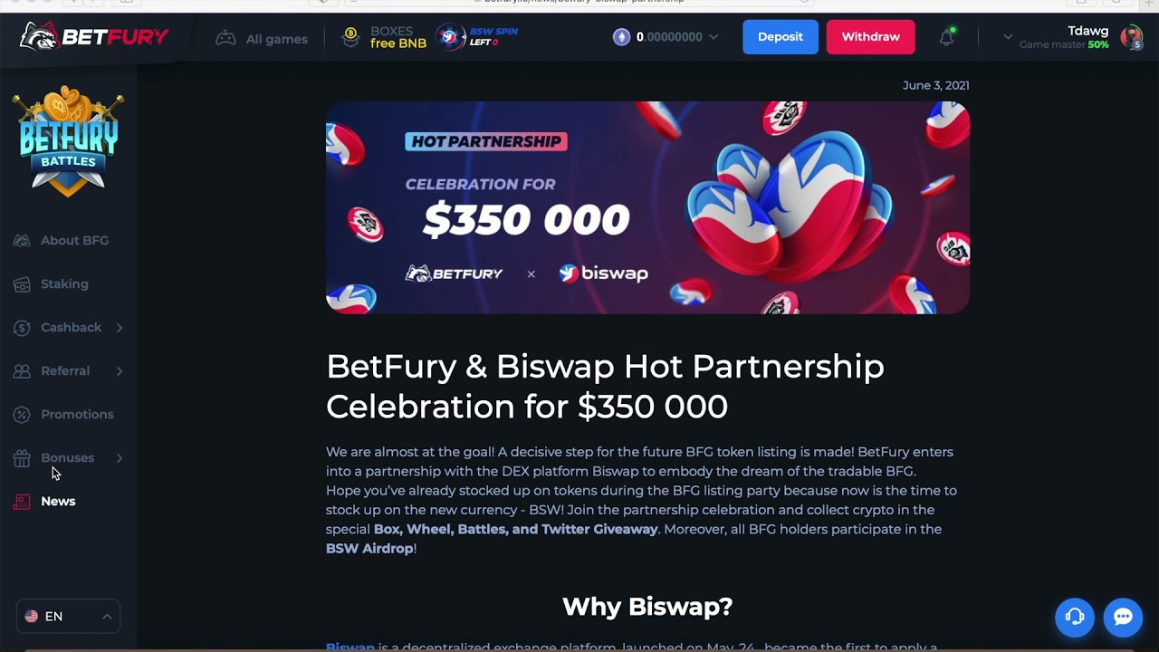 BETFURY PARTNERSHIP WITH NEW BISWAP EXCHANGE!