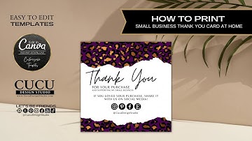 How to print small business thank you card at home | #canva #canvaTutorial