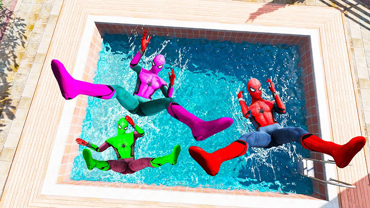 GTA 5 Rainbow Pink Vs Green & Red  Spiderman Jumping Into Pool (Euphoria Physics/Ragdolls) #1