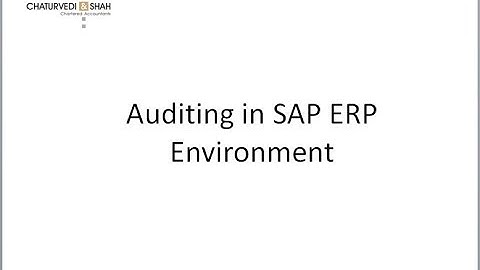Detailed Training on Auditing in SAP ERP Environment