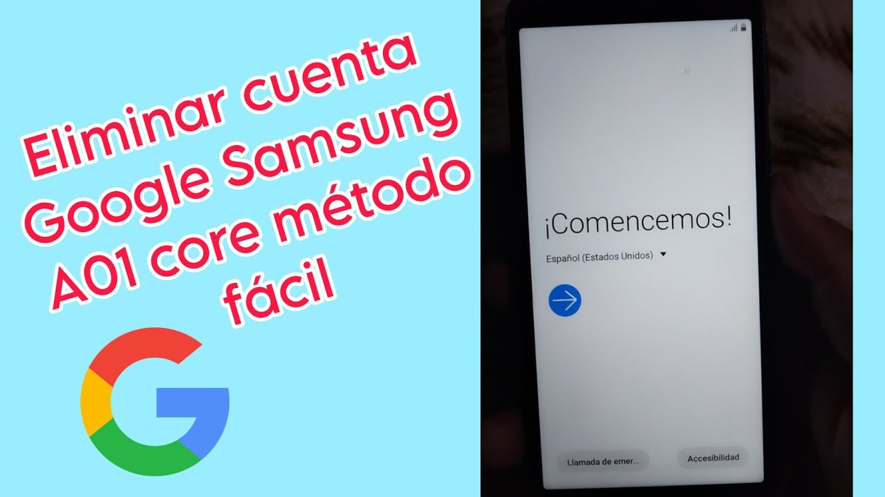 como eliminar una cuenta de Google en celular Samsung A01 core - YouTube