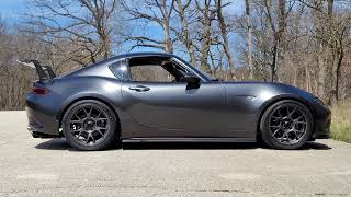 Mazda Miata RF roof action with Verus swan neck wing side profile