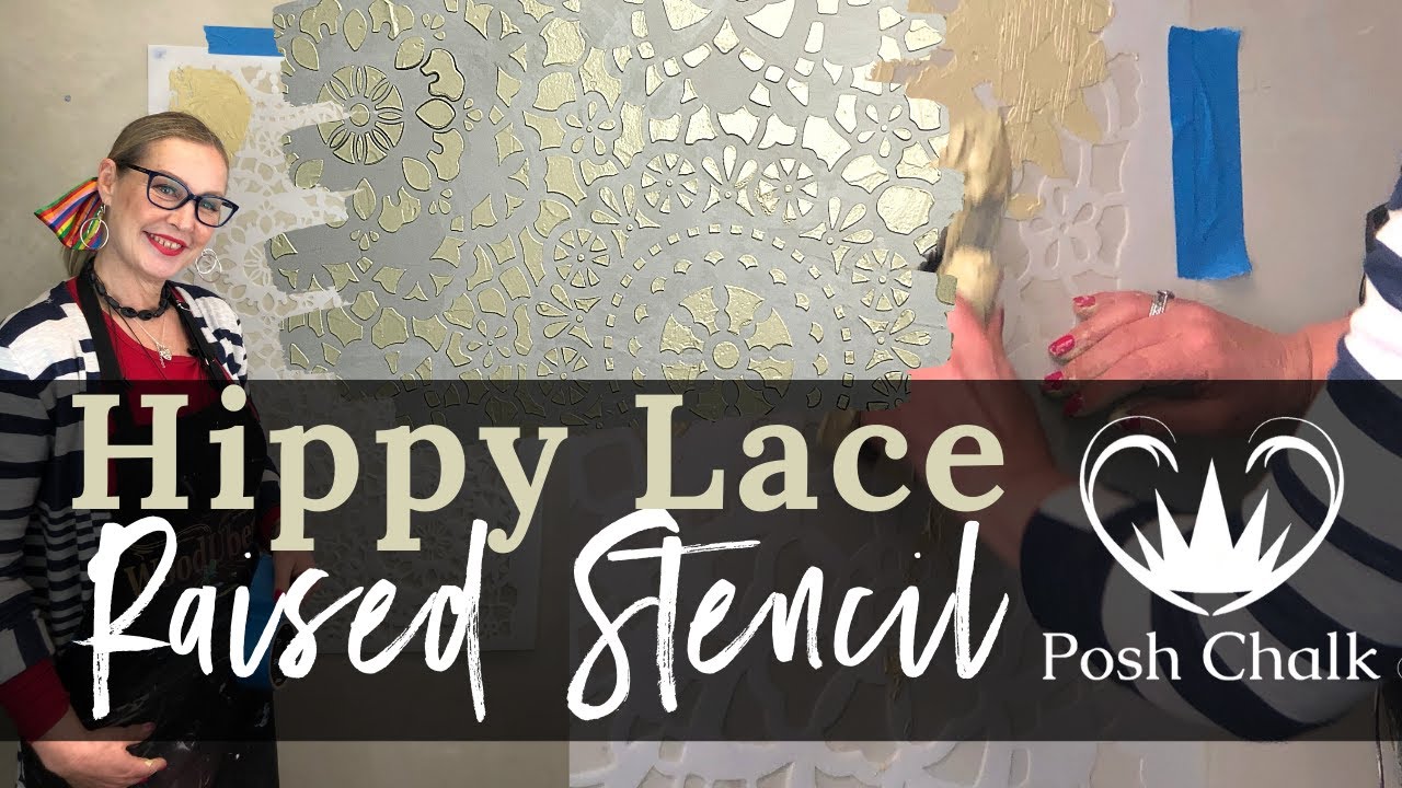 New Posh Chalk Hippy Lace Raised Stencil with Solly Jo - YouTube