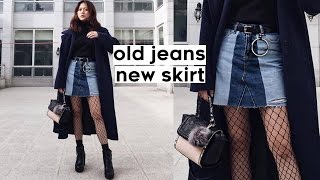 ✂️DIY Old Jeans to Color Blocked Denim Skirt | Qformation EP.1