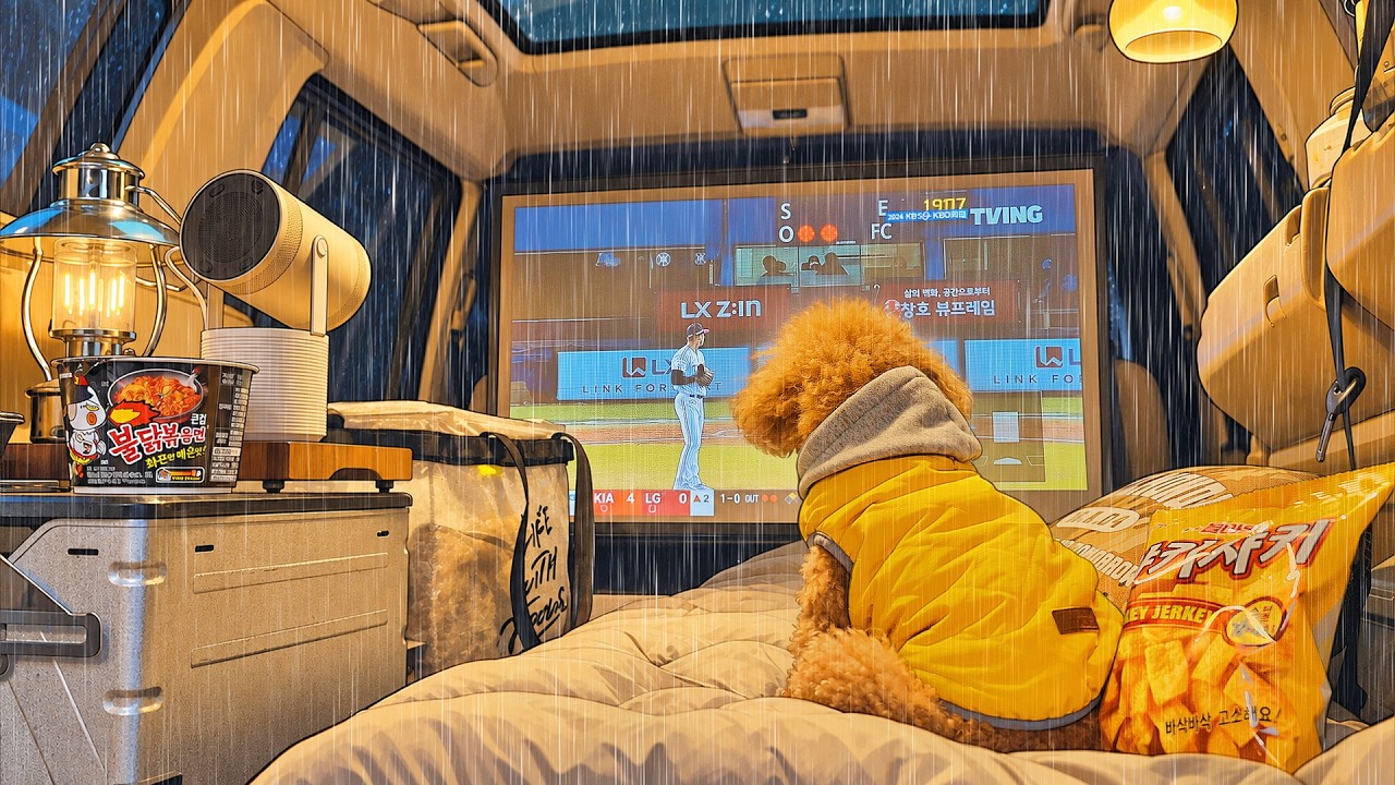 ⁣Camping in Rain with My Dog . Giant Inflatable Tent . Sound of Rain ASMR