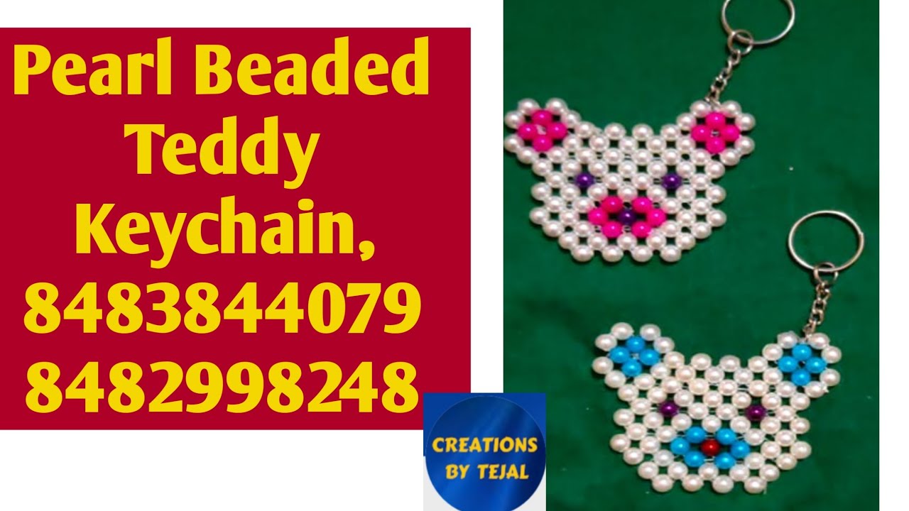 Pearl Beaded Teddy Keychain, 8483844079, 8482998248 #pearls, #beads