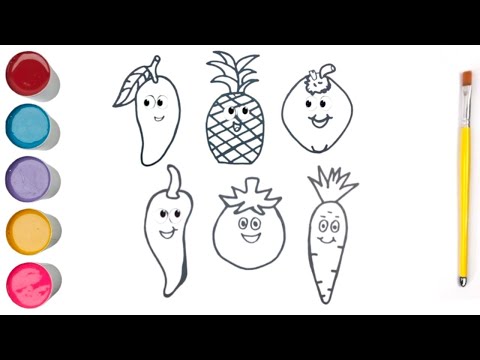 Colorful Adventure Drawing Cute Fruits And Vegetables With Kids Part 216 