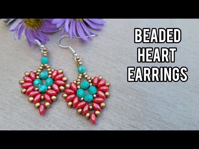 Heart Statement Earrings, Valentines day earrings, heart jewelry, bead –  jillmakes