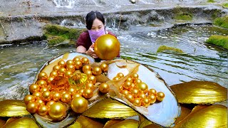 😱🎁The girl pried open the sparkling giant clam and harvested the largest and most beautiful pearls