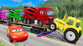 Flatbed Truck McQueen | Transportation with Truck - Pothole vs Car #19 | BeamNG.Drive Gameplay screenshot 5