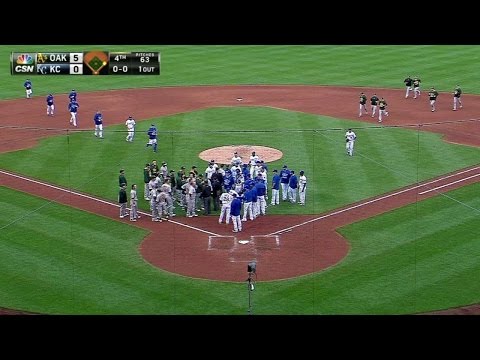 OAK KC Ventura Ejected After Plunking Lawrie 