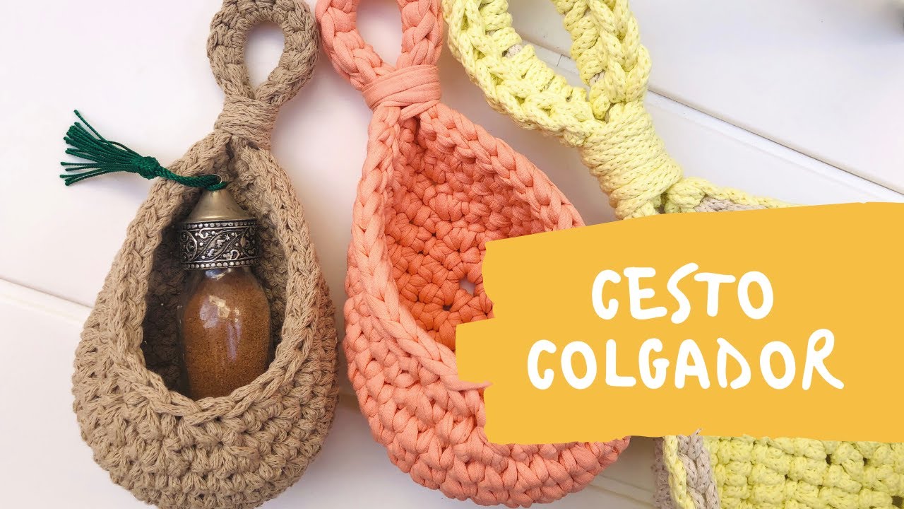 Macetero cesta crochet colgante grande – Anda Shop