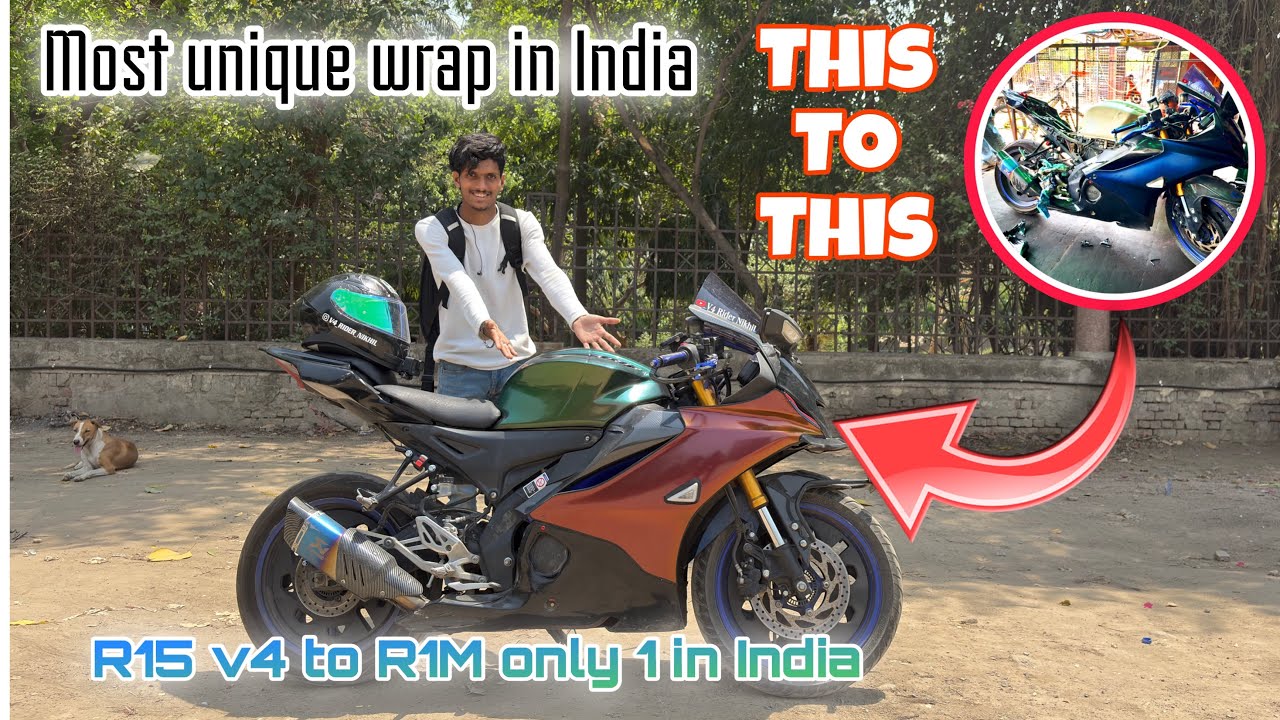 R15 v4 Into R1M converted Most unique wrap In India | the only 1 r15 v4 | superbike #trending