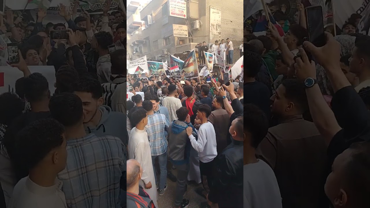 مسيرة حاشدة عقب صلاة العيد الحوامدية لمساندة فلسطين الشعب للرئيس السيسي خد قرارك كل الشعب في انتظارك