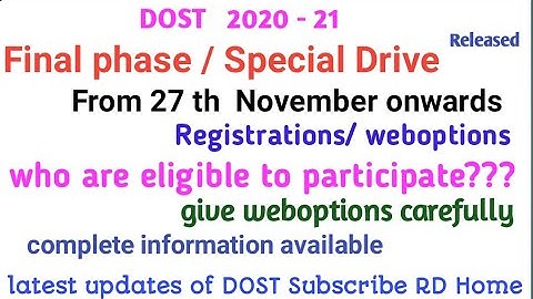 DOST 2020 Special Drive/ Final phase released I Apply now I DOST  Registrations  weboptions