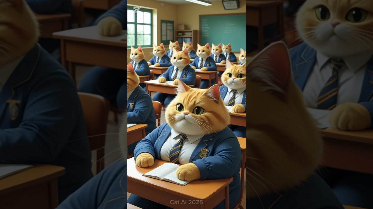 Plump Yellow Cat In A Flight Attendant Uniform🐈🩷🩷  