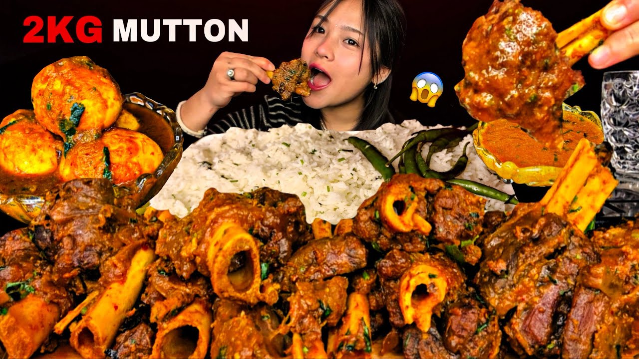 2KG SPICY MUTTON CURRY😱🔥SPICY MASALA EGG CURRY WITH VILLAGE RICE | REAL MUKBANG | #mikasa