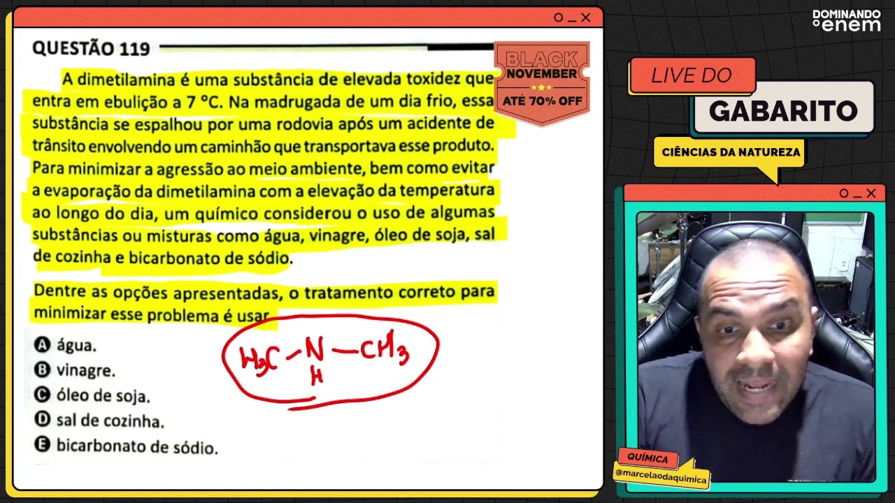 ENEM 2025: A dimetilamina é uma substância de elevada toxidez que entra em ebulição a 7 ºC. Na madru