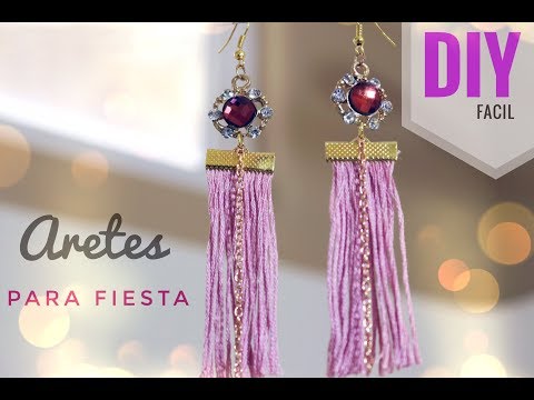 DIY COMO HACER ARETES PARA FIESTA, MANUALIDADES, ARETES CON HILO  @maryto1000